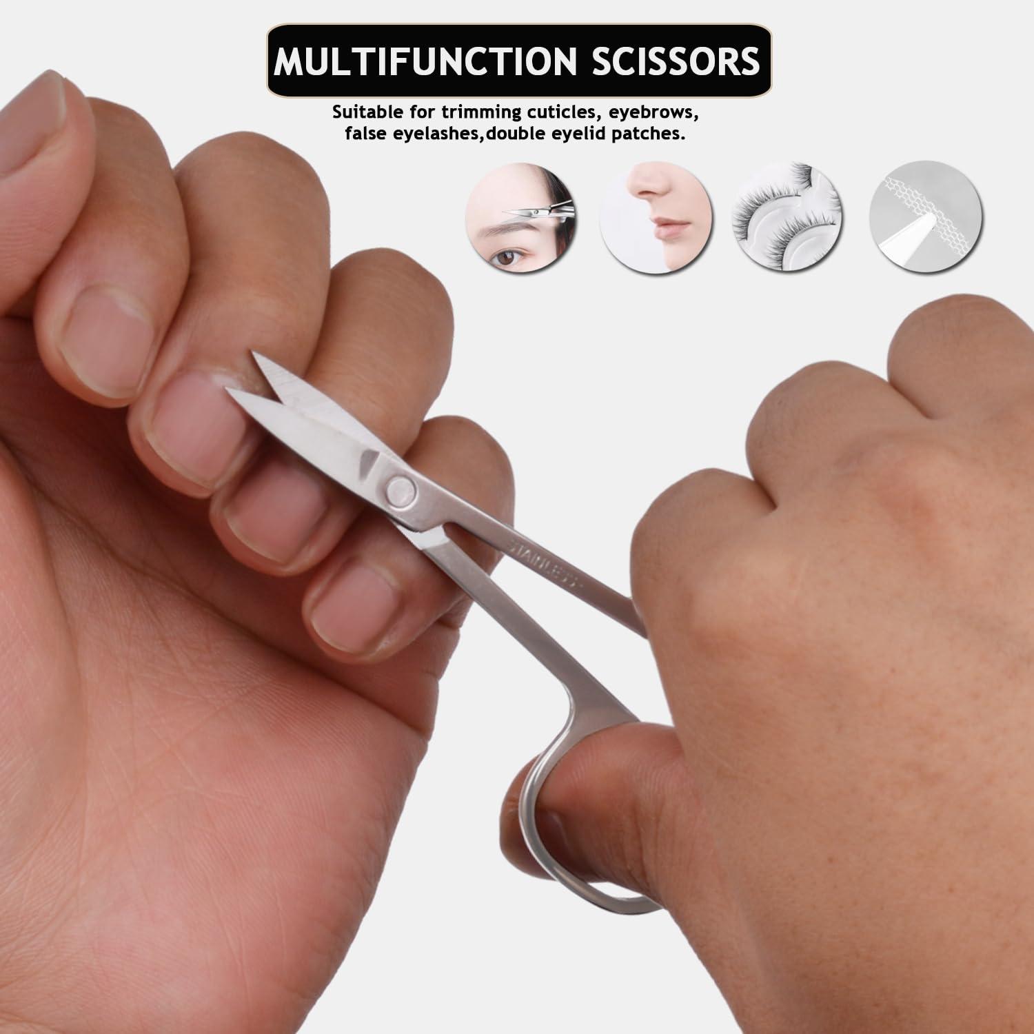 HANTEKAS HANTEKAS Travel Manicure Set Professional Nail Clipper Kit-5 Pieces Stainless Steel Manicure Kit, Women Men Grooming kit With Nail Care Tools Beauty Scissors Tweezers (Silver Green)