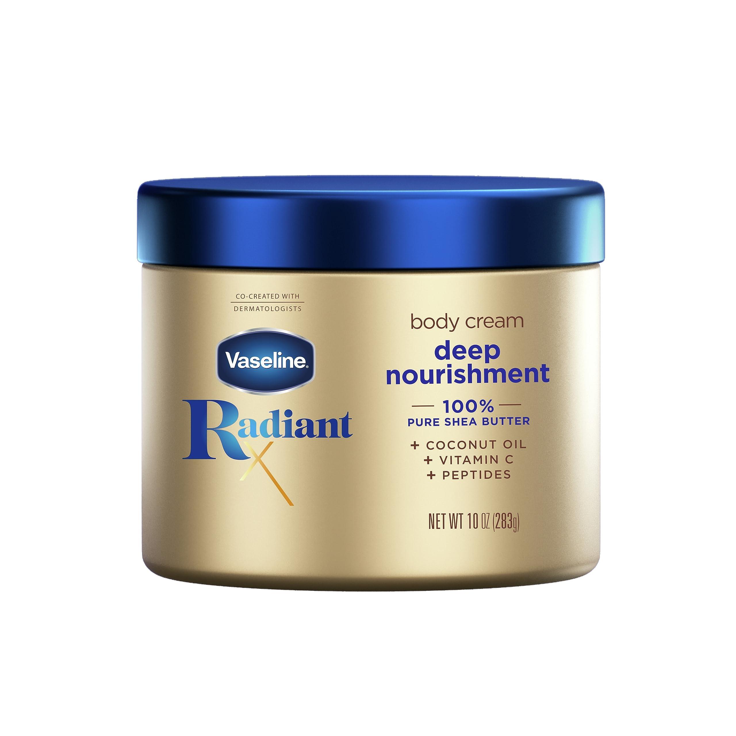 Vaseline Vaseline Illuminate Me Body Butter Whipped Body Butter Created & Radiant X Deep Nourishment Body Cream 100% Pure Shea Butter, Coconut Oil, Vitamin C, & Peptides 10 oz