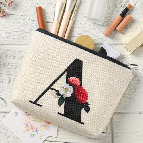 Gyflo Personalized Makeup Bag with Initials, Letter B Cosmetic Bag Toiletry Pouch A-Z Travel Make up Bag Monogram Toiletry Bag, Gifts for Women Teens Girls (B)