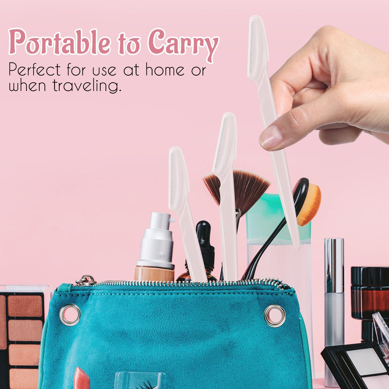 JHZMCRX 16 Pcs Light Pink Eyebrow Razor, Face Razors Multipurpose, Facial Razors for Women Men, Eyebrow Trimmers Shaver with Safety Cover, Dermaplaning Tools for Face Body Use, Facial Hair Removal Tools