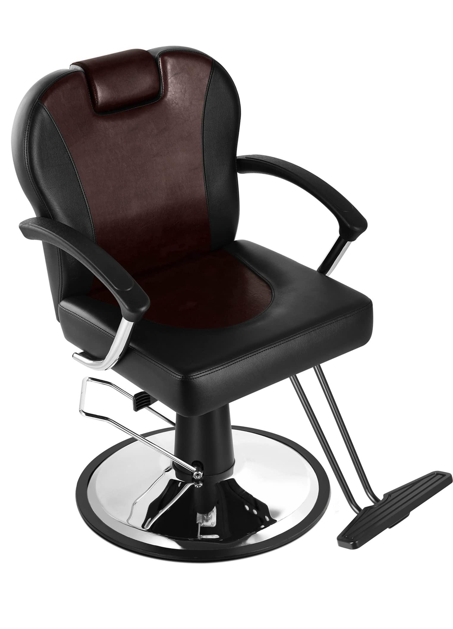 Eastmagic Eastmagic Barber Chair Reclining Beauty Chair Hydraulic Salon Chair for Hair Stylist Salon Equipment (Black/Dark red)