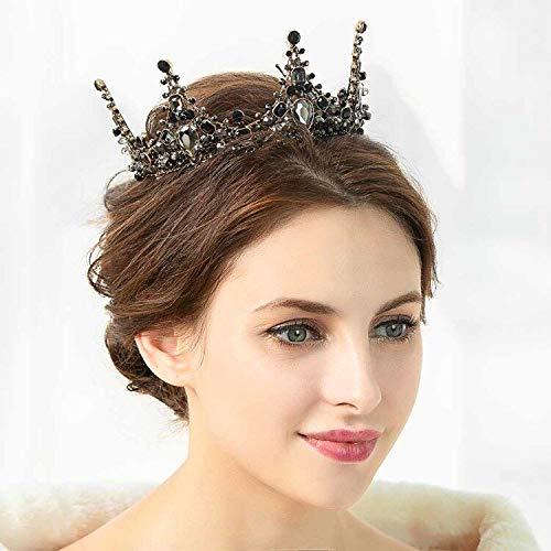 Barode Barode Baroque Rhinestones Black Bride Wedding Crowns and Tiaras Shining Dainty Charm Prom Queen Crowns Bridal Hair Accessories for Women