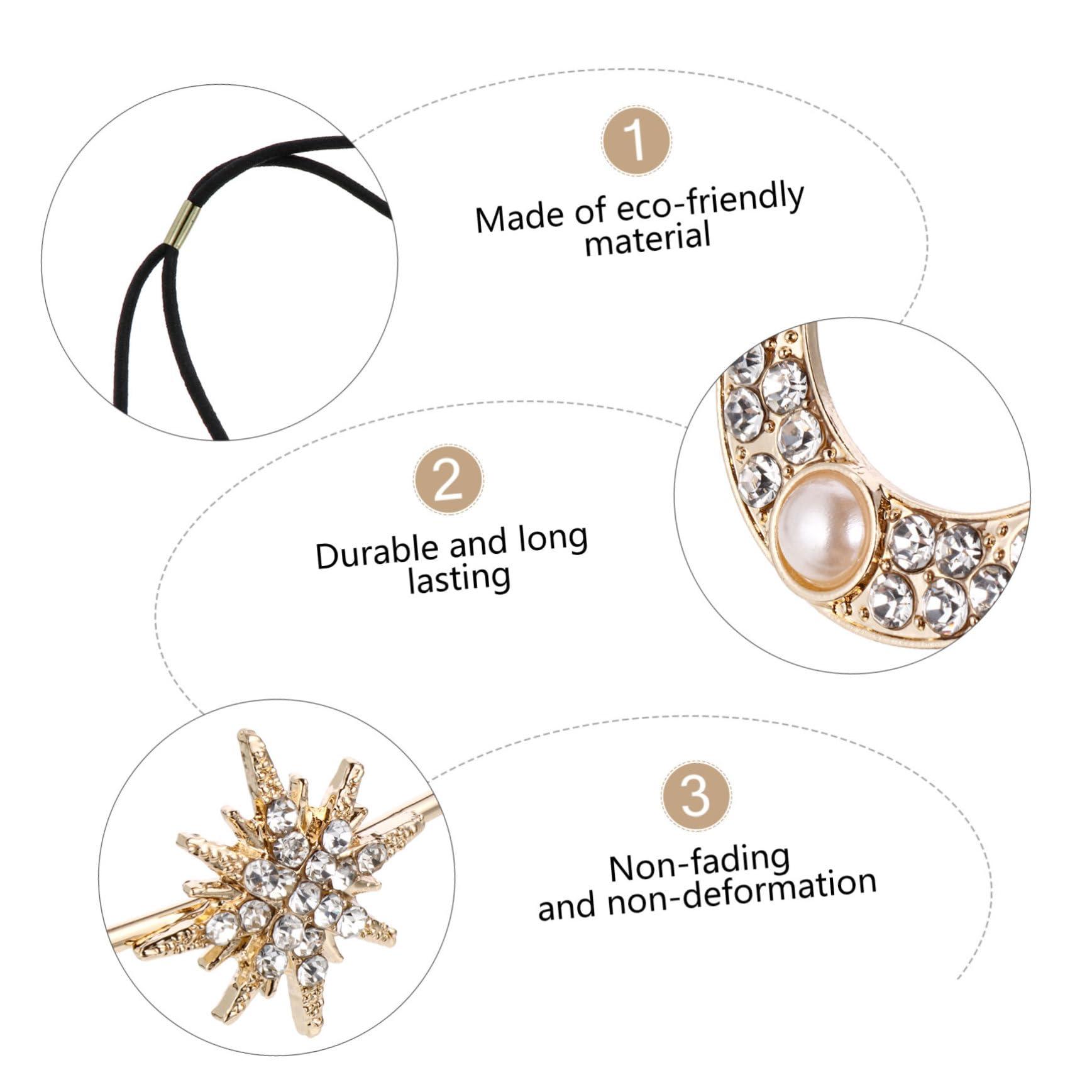 MERRYHAPY MERRYHAPY 2pcs Moon and Stars Headband Rhinestone Hair Jewelry Crystal Headdress for Wedding Party