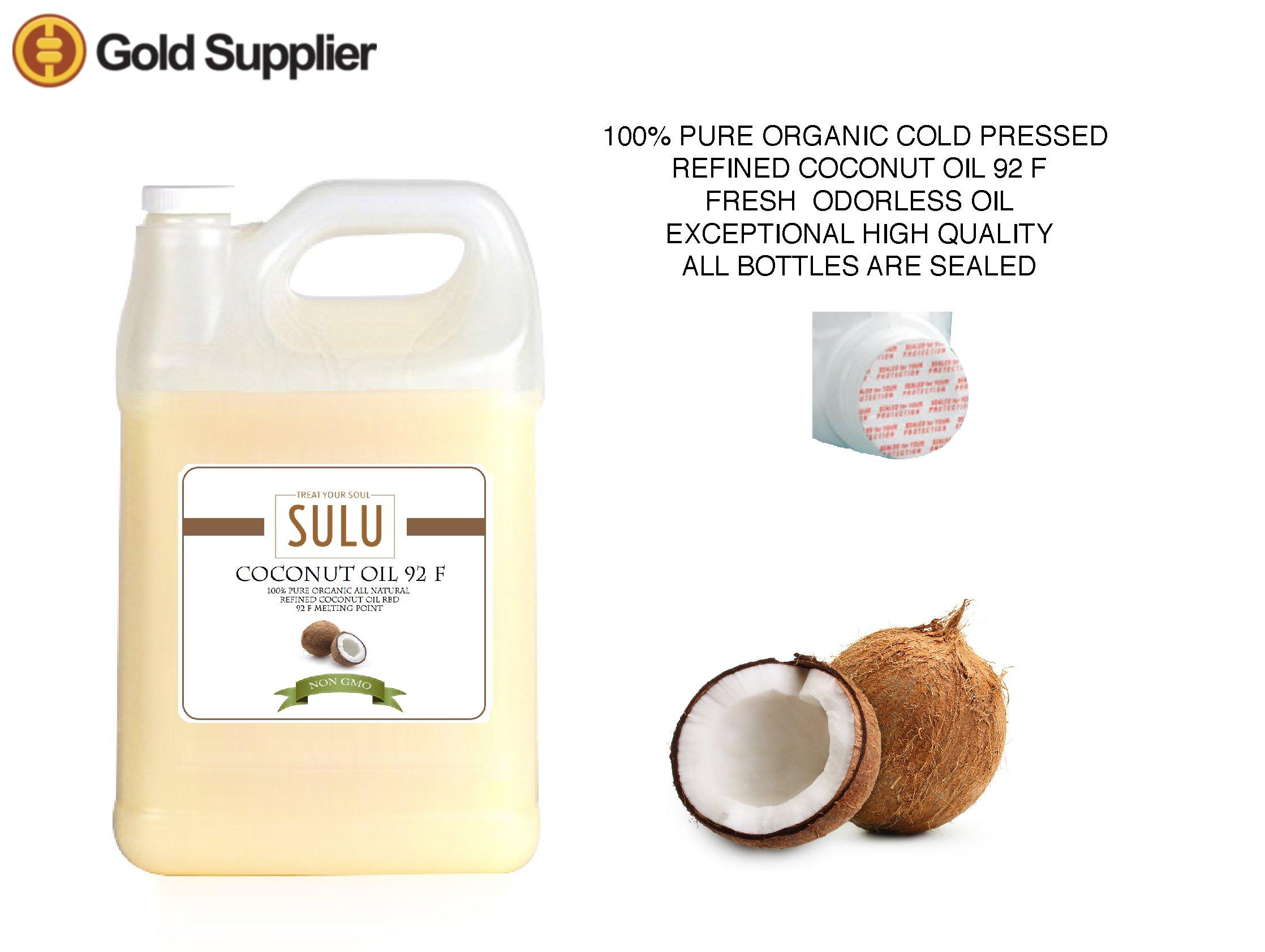 SULU ORGANICS 100% Pure Organic Refined Coconut Oil 92 Melting Point 1 Gallon (128 FL.OZ)