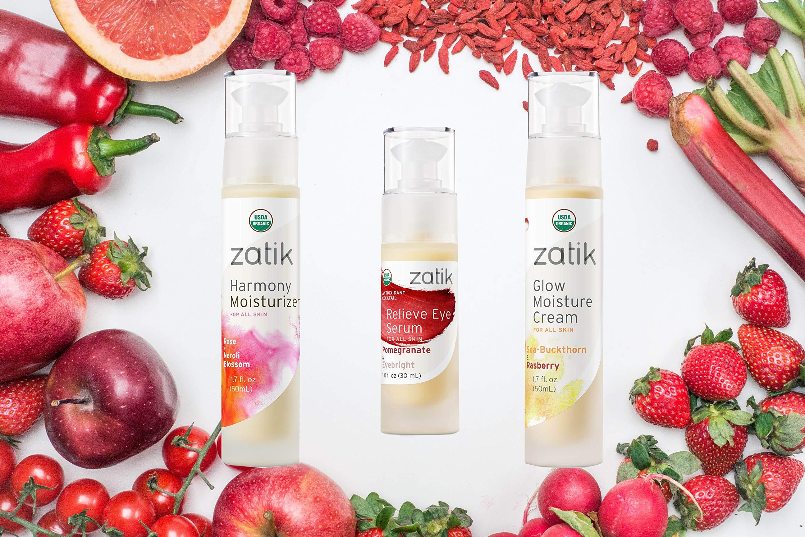 Zatik Zatik Naturals - Relieve Eye Serum with Pomegranate and Eyebright Antioxidant, USDA Certified Organic, Rekindle and Elevate Youthfulness Around Thin Areas of the Eyes, 1.0 fl oz, 30ml