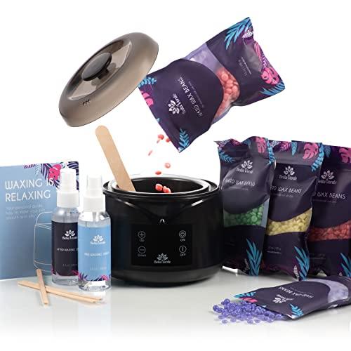 Bella Verde Bella Verde Wax Warmer Home Waxing Kit - Wax Kit for Hair Removal Wax Pot Professional with LED Display and 8 Bags Painless Hard Wax Beans, 20 Wax Sticks for Face, Legs, Arms, Bikini