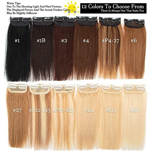 FEIPRO FEIPRO Short Mini Clip In Hair Extensions Real Human Hair Silky Straight Weft for Women With Thinning Hair Short Hair Easily add Hair Volume Thick Natural Invisible 6 Inch #1 Jet Black