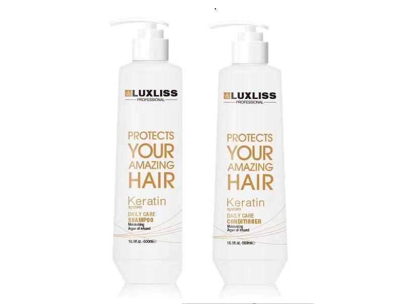 Luxliss Cysteine System Curl Softening Smoothing Treatment and Keratin Daily Care Shampoo & Conditioner 4PCS Set Professional Results Straightens and Smooths Hair Formaldehyde Free 100%Safe