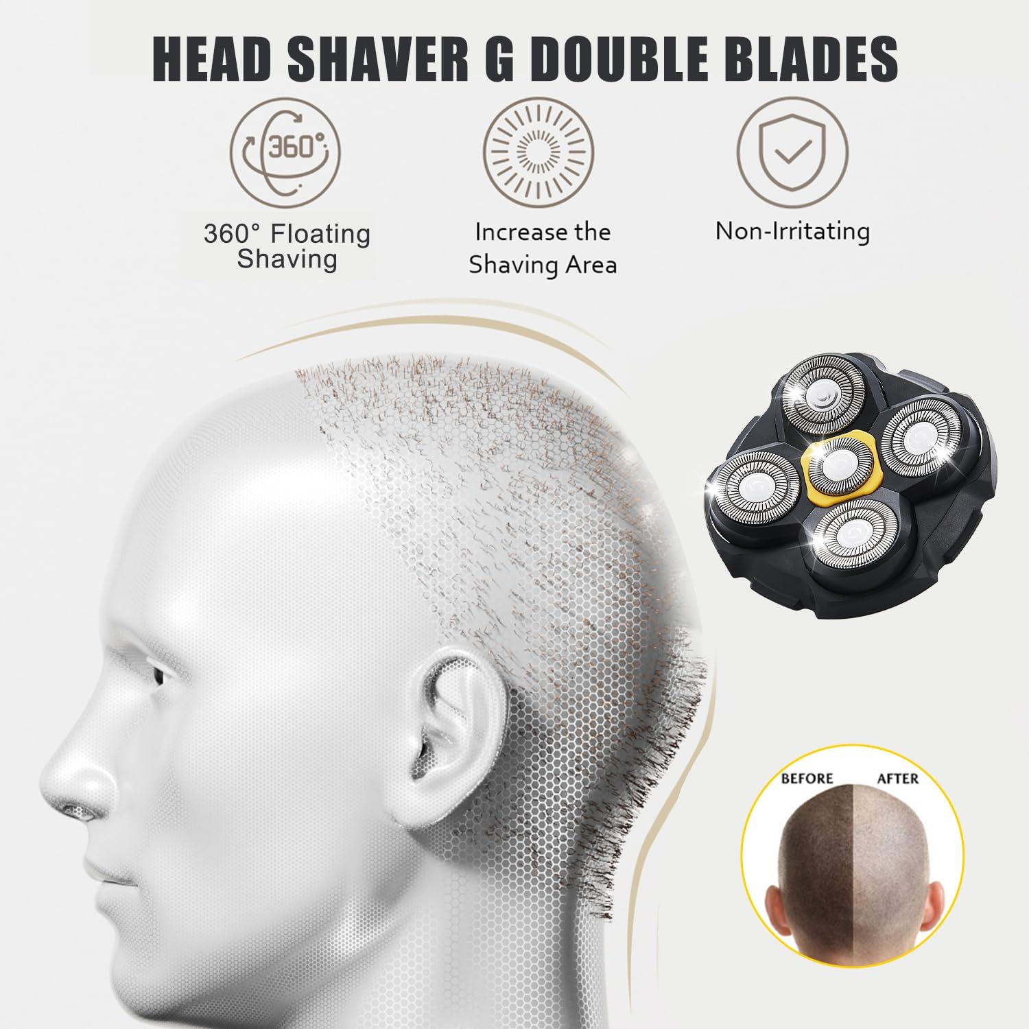 TGSBHIO Shaver Replacement Heads Compatible with Microtouch Titanium Head Shaver, for Bald Men 4 Pack