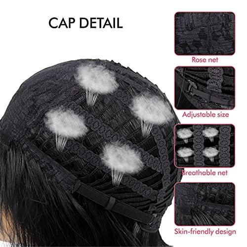 R REEWES FASHION HAIR REEWES Mens Dark Brown Wig Short Men Wig Curly Men's Wig with Side Swept Bangs Natural Synthetic Full Wig for MaleDaily Party Costume Cosplay Wear