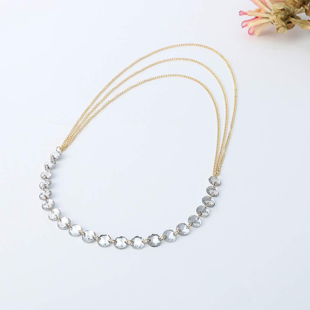 Edary Edary Boho Crystal Head Chain Tassel Headband Wedding Headpiece Hair Jewelry Accessory for Women.