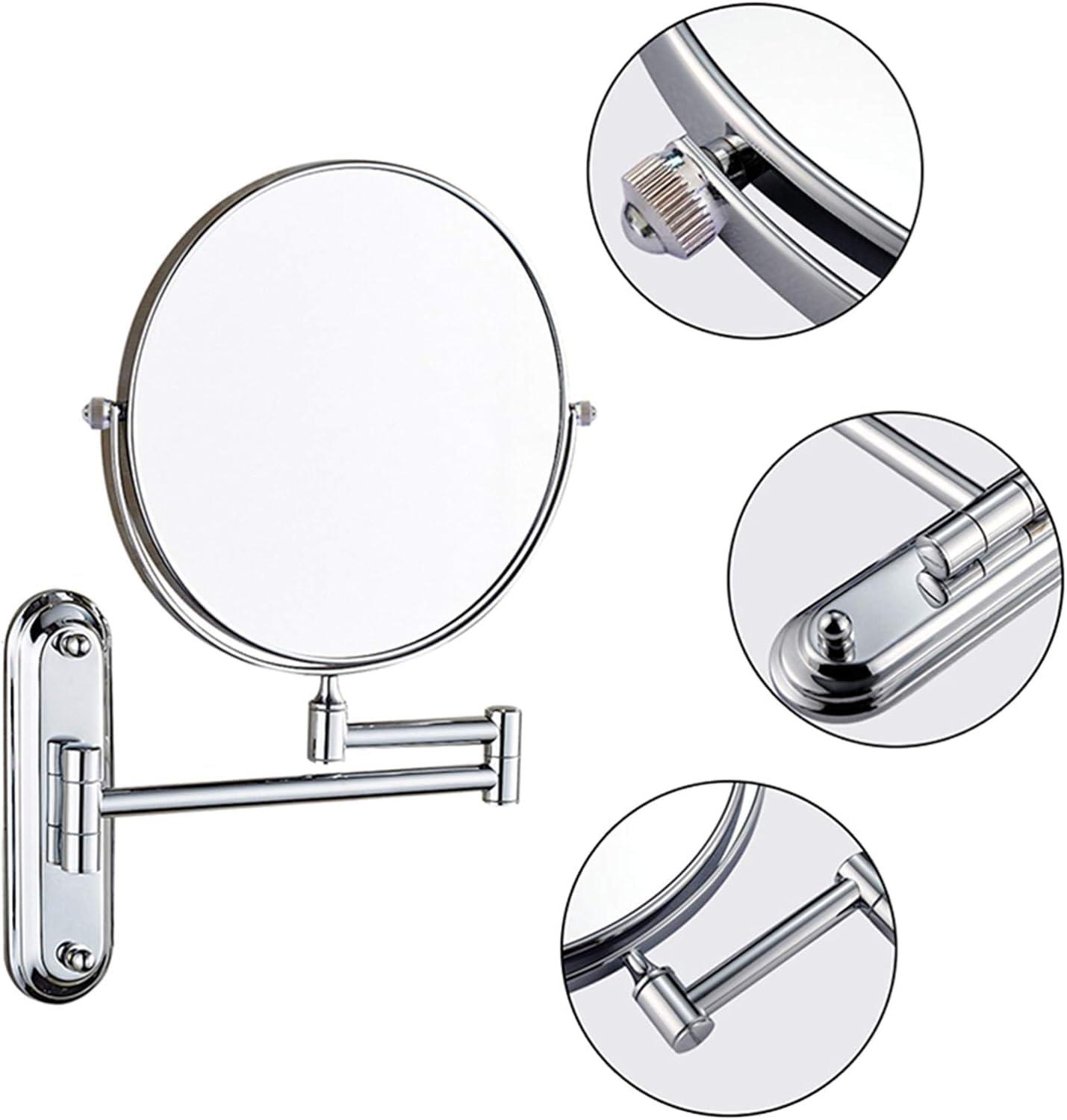 RomildaYuan RomildaYuan Wall-Mounted Makeup Mirror,8 inch Brass Magnifying Double Sided Shaving Mirror,Bathroom Extendable 360 Swivel Cosmetic Vanity Mirror,Nickel,7X /Chrome/5X