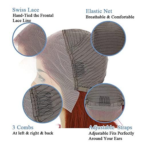 XZZ XZZ Reddish Brown Short Bob Wig Human Hair 13x4 Lace Front Wigs Human Hair Pre Plucked with Baby Hair Glueless Brazilian Virgin Human Hair Wigs 150 Density Auburn Brown 10 Inch