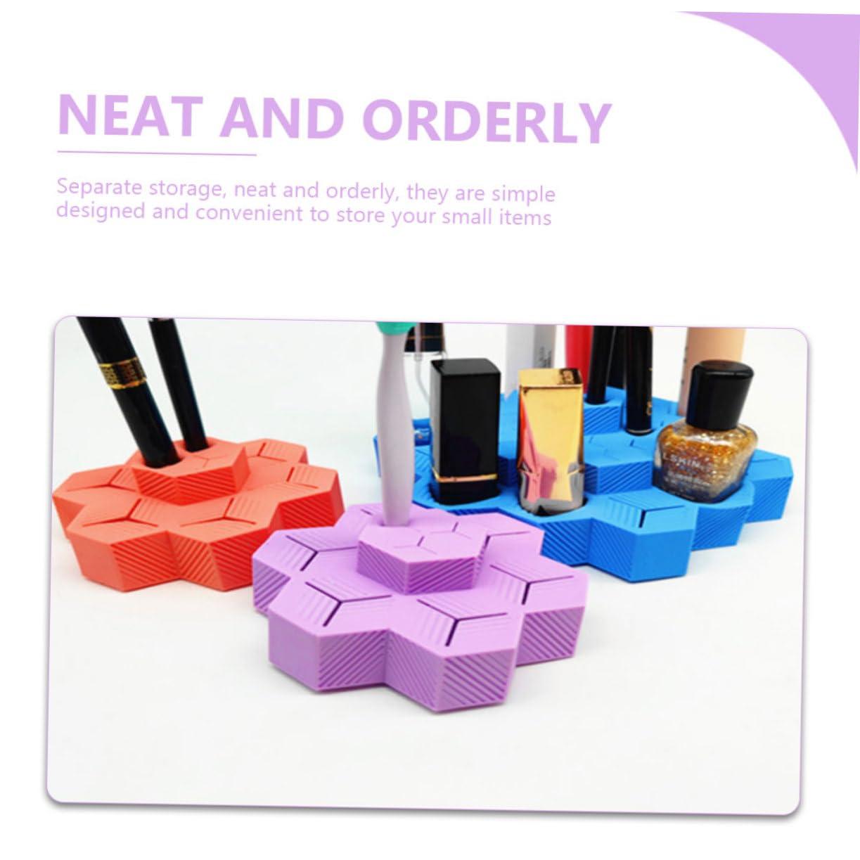 Mikinona Mikinona Lipstick Holder 10x9.5x4cm Purple Silicone Desktop Storage Rack Easy to Clean Home Shop Display Case