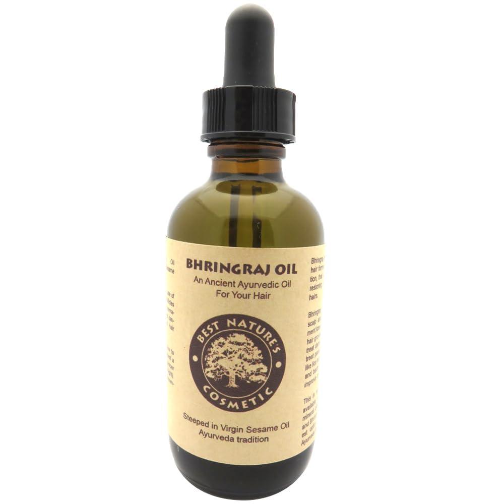 Best Nature's Cosmetics Best Natures Bhringraj Oil, Indian Eclipta Alba Oil, Pure and Natural, Cleans scalp, Improve overall appearance of hair. Goodbye Dandruff, For Graying, Hello Luminously shiny hair / 2 fl oz