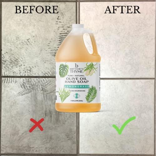 Brittanie's Thyme Brittanie\'s Pure Organic Castile Lemongrass Liquid Olive Soap Refill, 1 Gallon | Made with Natural Luxurious Oils, Vegan & Gluten Free Non-GMO, For Face, Body, Dishes, Pets & Laundry