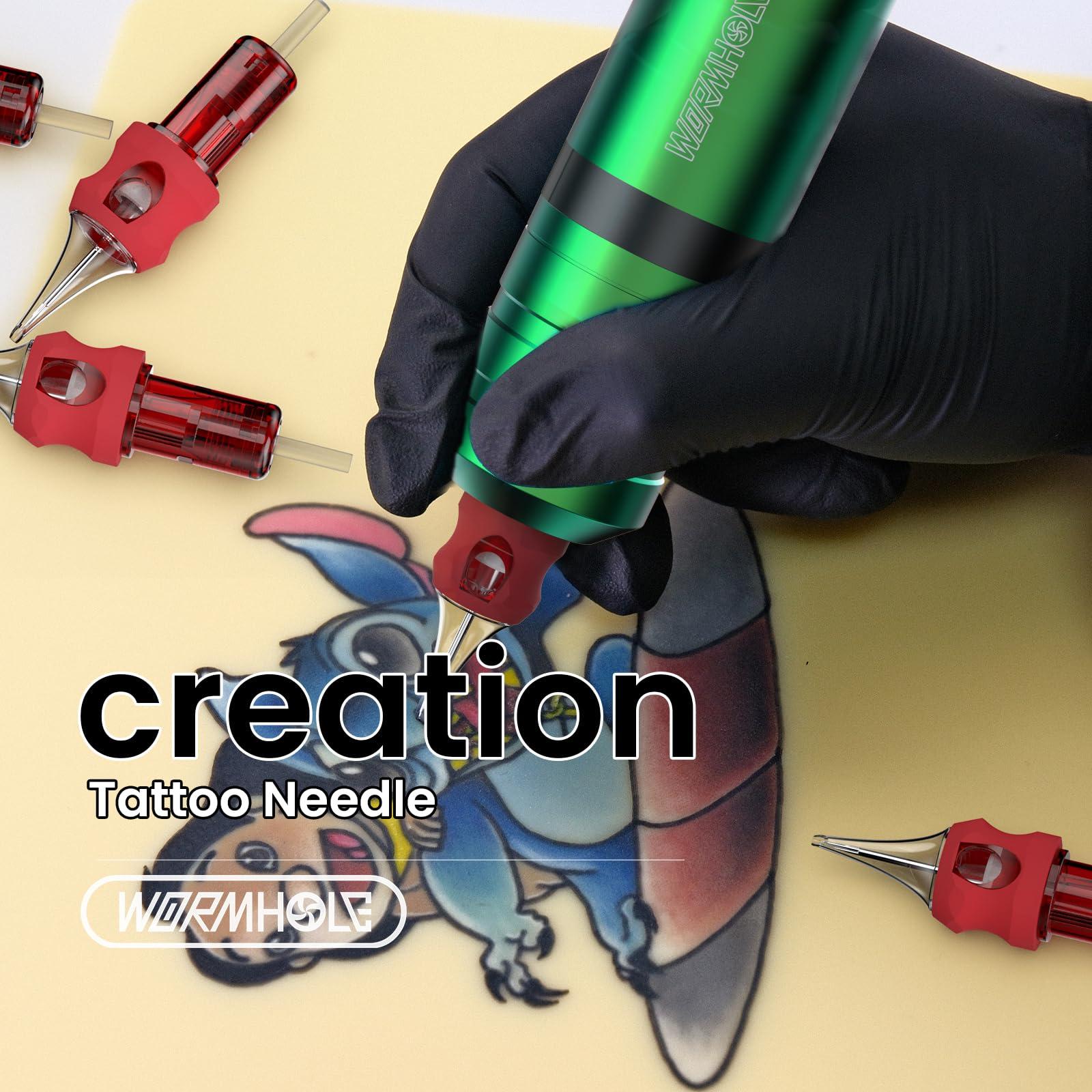 Wormhole Tattoo Wormhole Tattoo Cartridge Needles, 50pcs Mixed Sizes Disposable Finger Ledge Tattoo Needles #12 Standard 3RL 5RL 7RL 9RL 11RL Round Liner for Tattoo Machine Tattoo Gun Tattoo Supplies