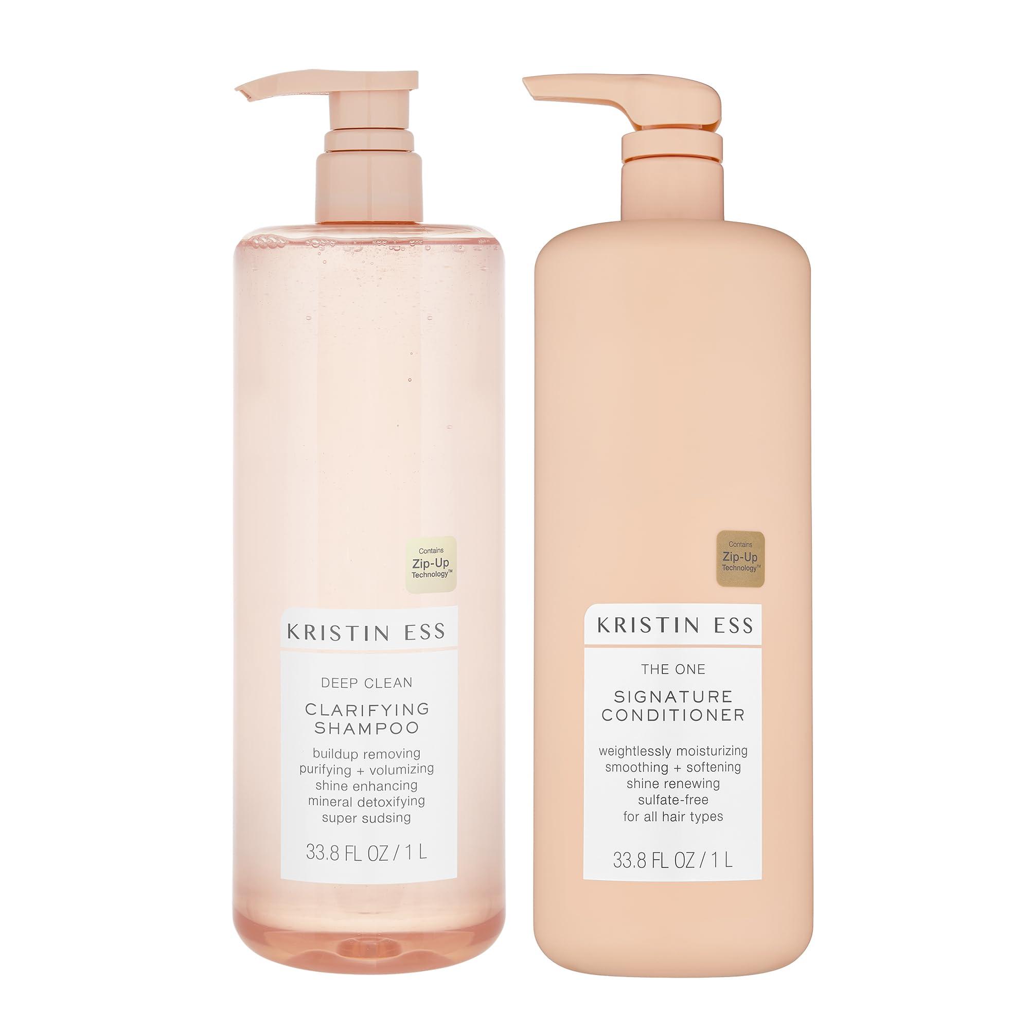 Kristin Ess Kristin Ess Hair Deep Clean Clarifying Shampoo + Signature Conditioner Set for Build Up, Dirt and Oil on Hair and Scalp, Condition + Detox Oily Hair, Vegan, 33.8 fl oz