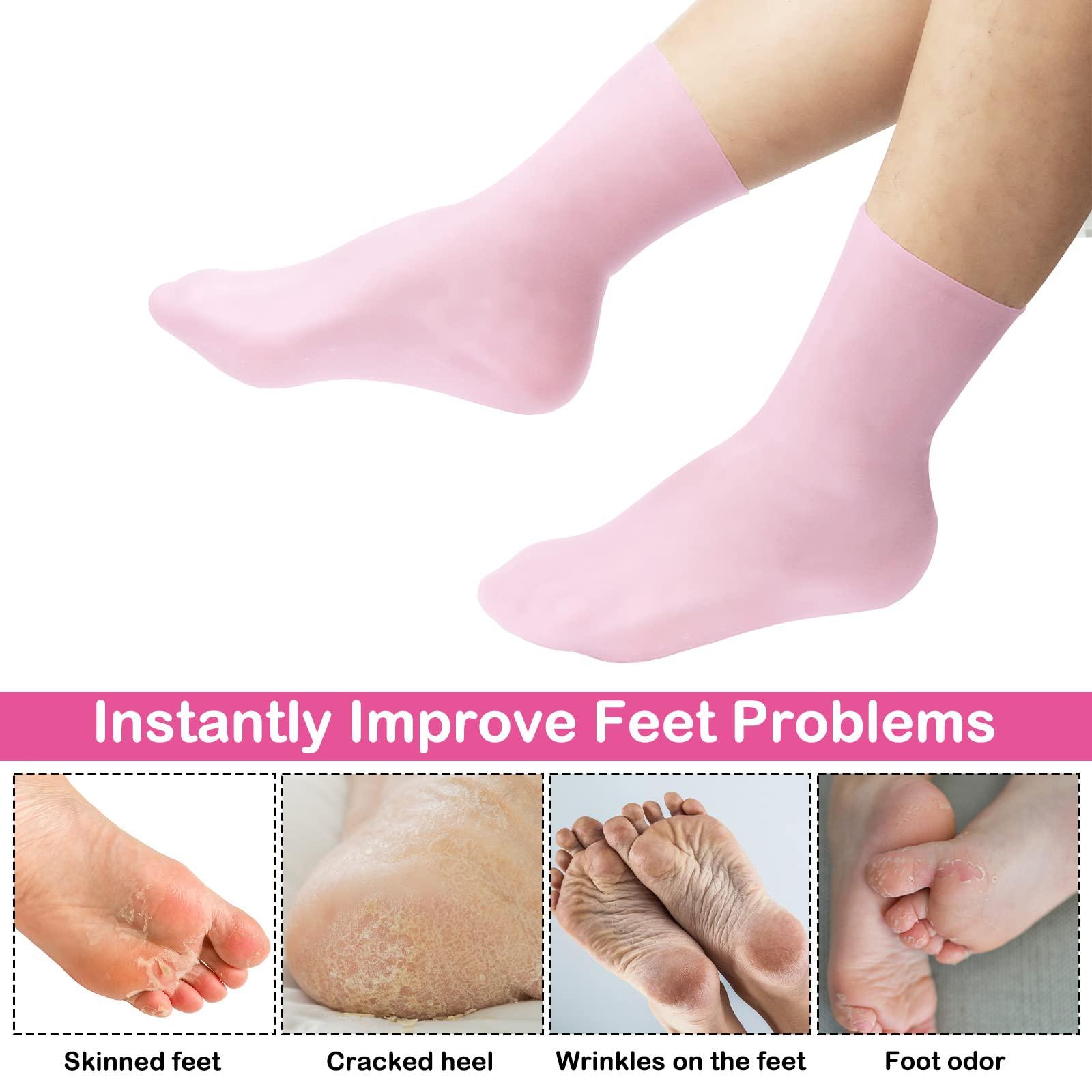 LUTER 2pcs Moisturizing Socks, Soft Silicone Socks Foot Moisturizing Socks Comfortable Gel Socks for Women Moisturizing Feet Softens Prevents Cracking