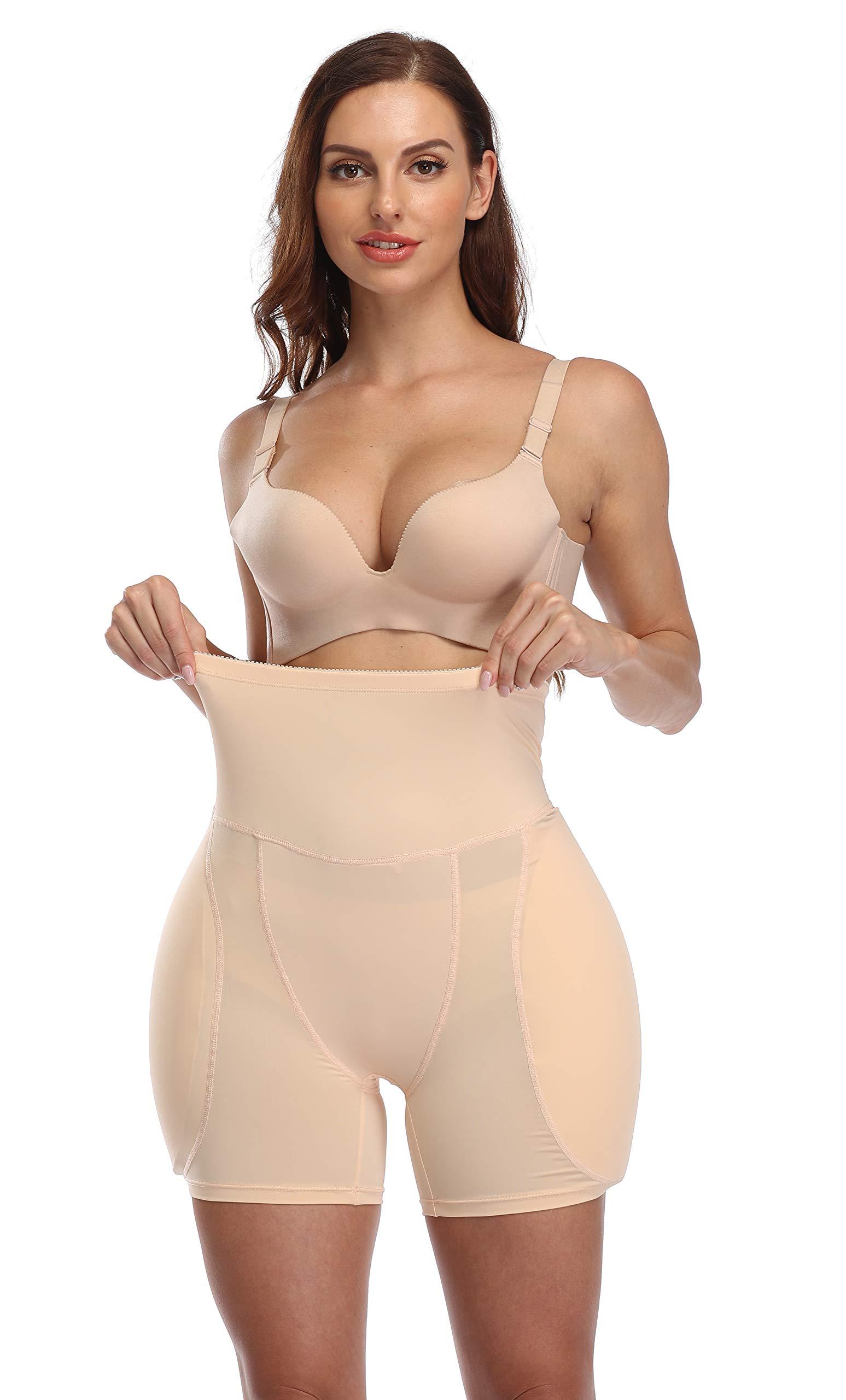 BIMEI 2PS Sponge Padded Women\'s Underwear HIPS Butt Hip Up Padded Enhancer Hip Pants Suitable for Low Waist Skirt (6XL, Beige High Waist)