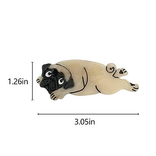 OMG Decor Pug Dog Hair Clips,Small Claw Clips for Girls,Acetate Hair Clips for Women,S5