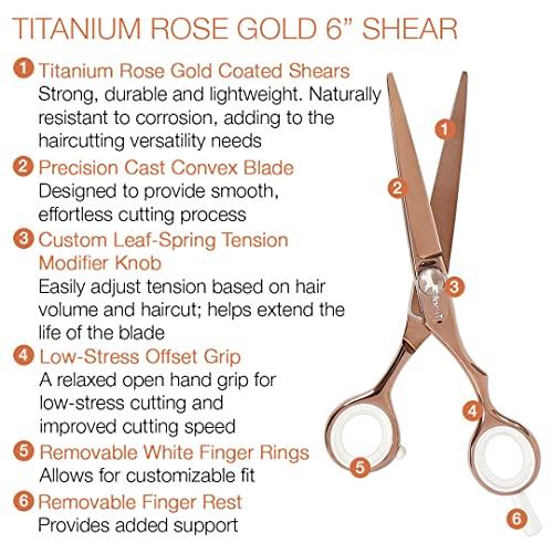 Cricket Cricket Centrix Roc-It Dog 6” Titanium Shear Professional Stylist Hair Cutting Scissor Lightweight, Rose Gold