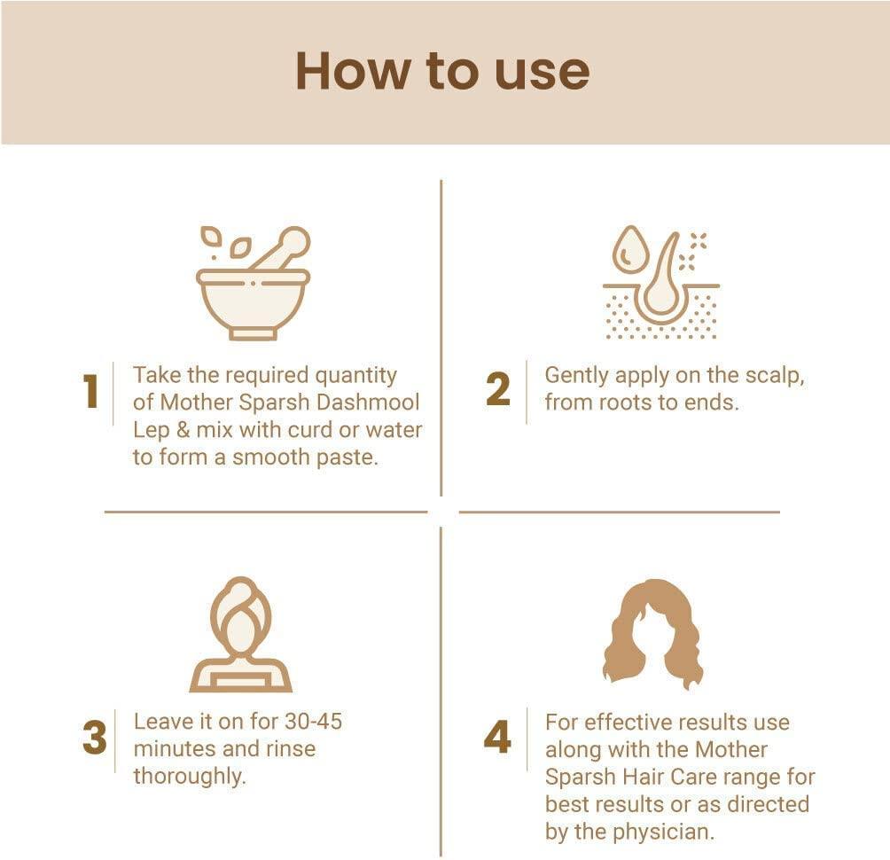 SEASOL Stearic Mother Sparsh Dashmool Hair lep, 100% ayurvedic with dashmoola and Curry Leaves, Control Hair Fall and Strengthen Roots with Powder Hair mask, 100gm