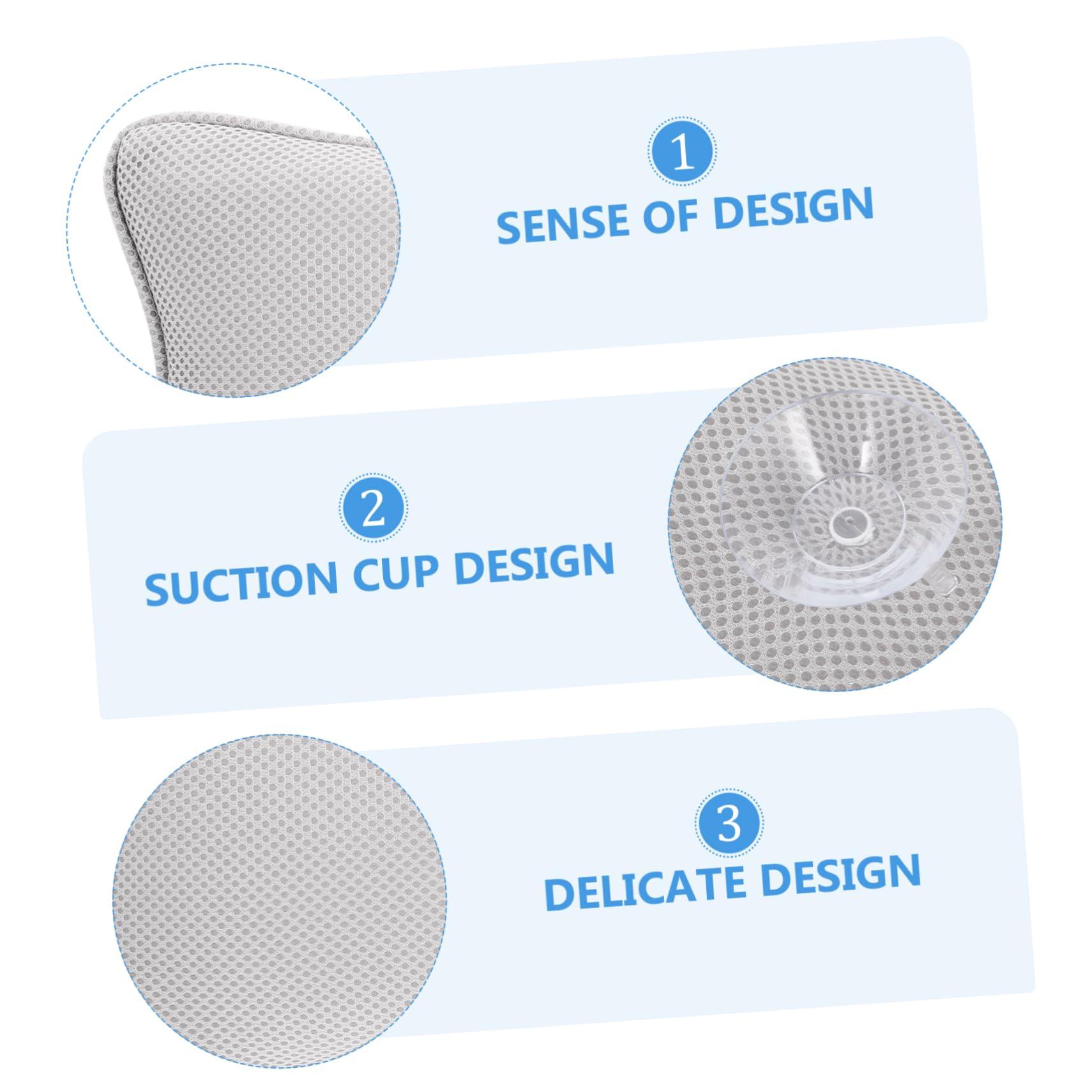 minkissy minkissy Bathtub Pillow Cup Grey Bath Pillow with 2 Cups Neck Pillow for Bathtub Spa Spa Tub Fit Standard Bathtubs