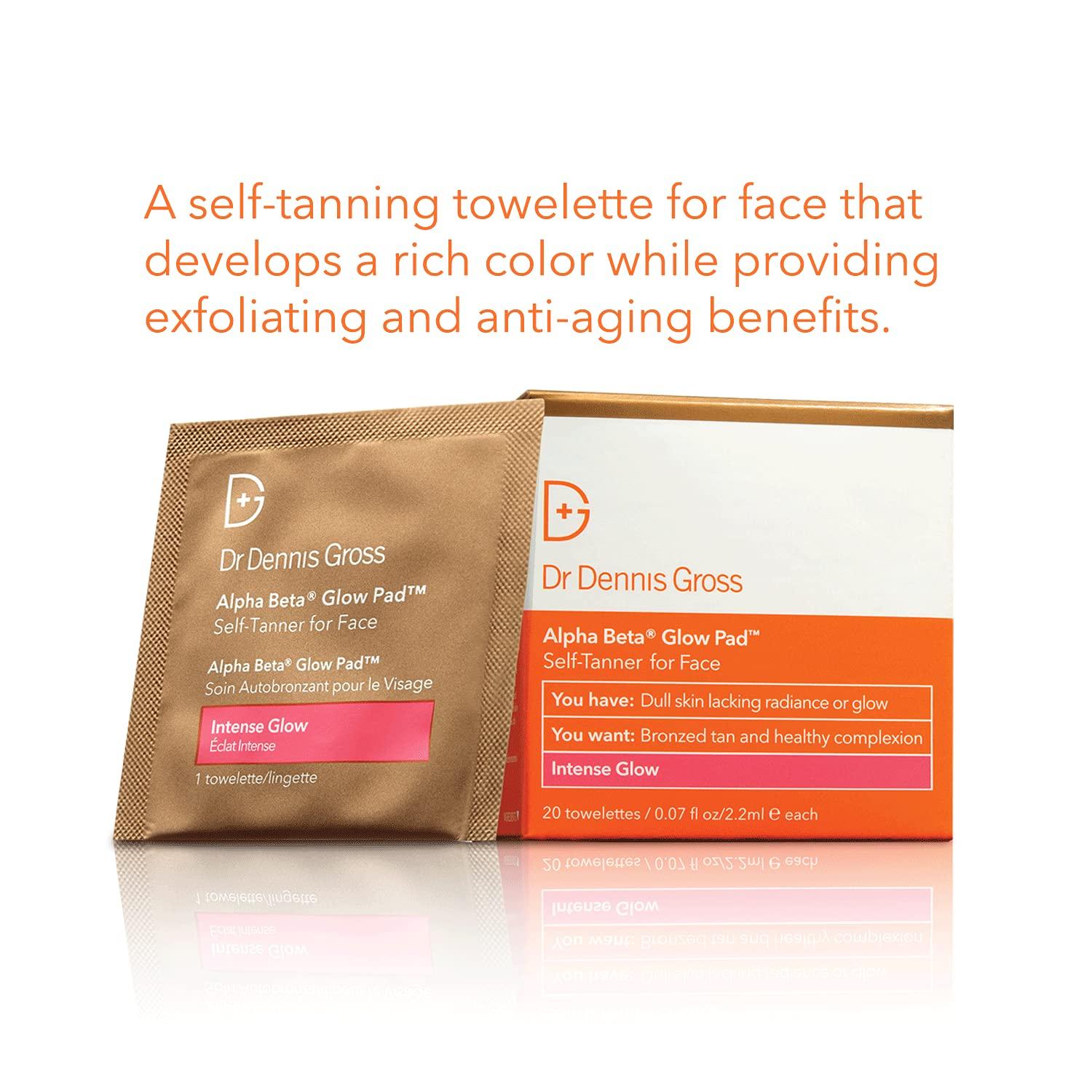 Dr Dennis Gross Dr. Dennis Gross Alpha Beta Glow Pad Intense Glow for Face: for Dull Skin Lacking Radiance & Glow, (20 Towelettes)