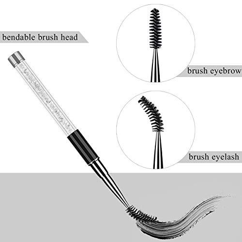 Tbestmax Tbestmax Eye Brush Mascara Wands Eyelash Spoolie Brushes Eye Brow Brush Applicator with Cap for Travel, Crystal White Black Gold 3 Pcs