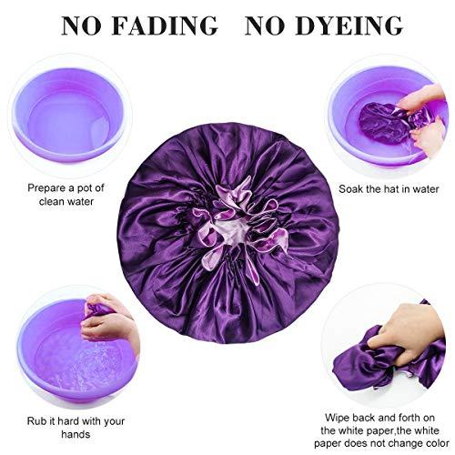 COSBAY Silk Bonnets for Women,Double Layer Extra Large Satin Sleeping Cap with Elastic,Satin Bonnet for Curly Hair,Satin Cap for Natural Hair, Women Girl Sleeping Cap