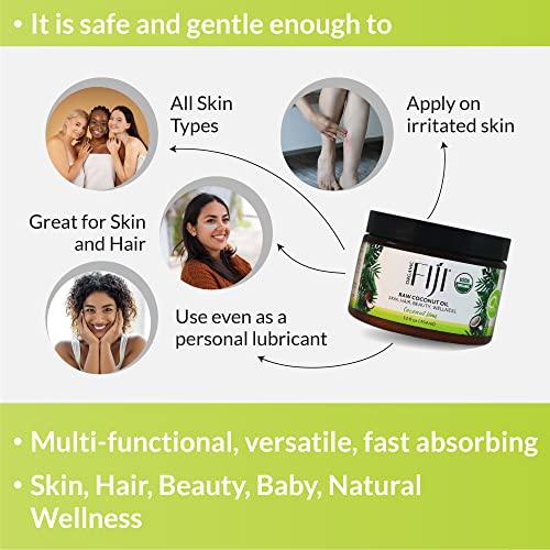 Organic Fiji Organic Fiji Raw Cold Pressed Coconut Oil for Hair, Skin, Face & Body | Relaxing Massage Oil | Coconut Lime,12 oz for Women Men & Baby