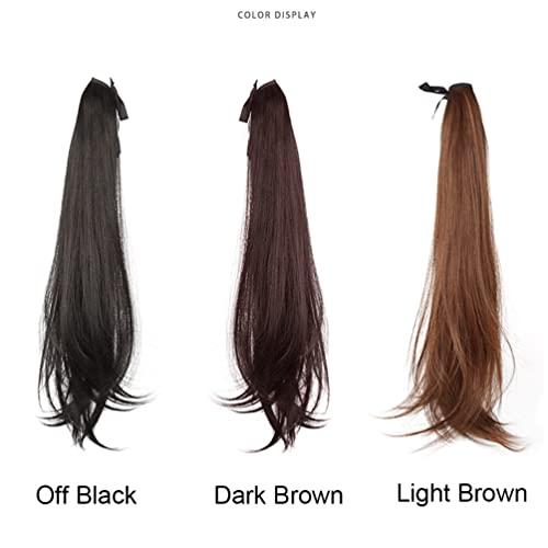 LesafeV LesafeV 2pcs Ponytail Wig Tie up-Long Straight Hair Extension Cosplay Twin-tail Cute Pony Tail Pig Tails Hairstyle 18" Black Brown
