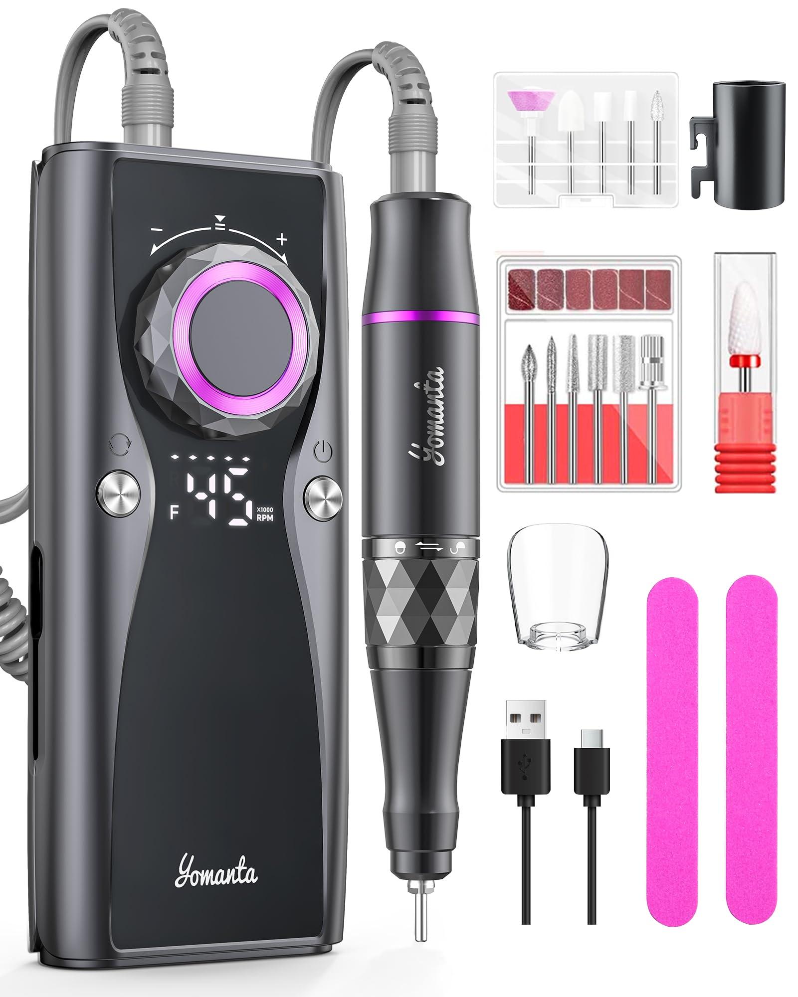 yomanta Yomanta Electric Nail Drill Professional Kit: 35,000 RPM USB Rechargeable Efile Nail Drill Nail File with 12 Bits for Polishing Gel/Acrylic Nails- Portable Manicure Tool Set for Salon/Home-Purple