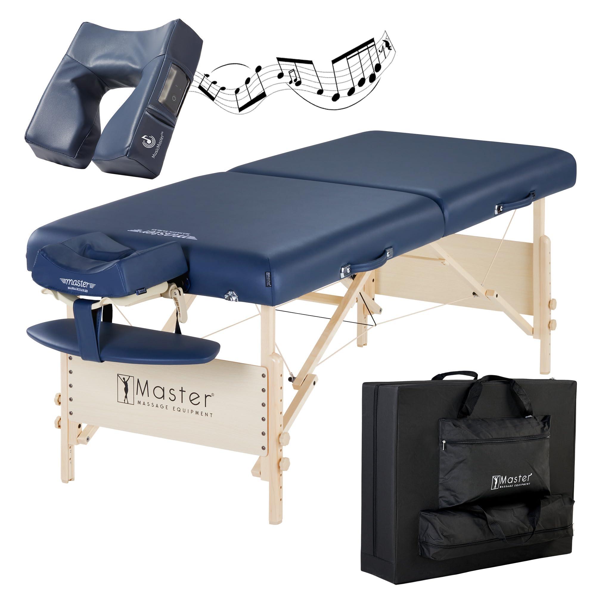 Master Massage Master Massage 30" Coronado Massage Table Beauty Bed Package with Extra Music Master Ergonomic Dream Sound Face Cradle Cushion - Royal Blue