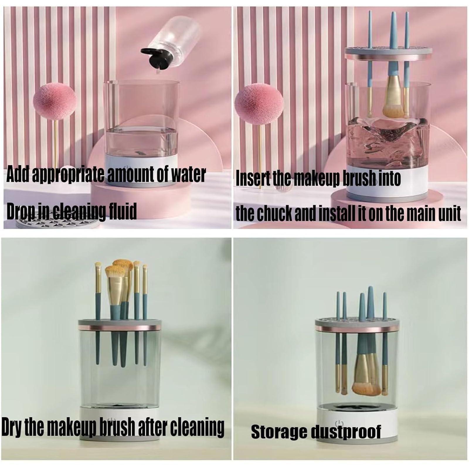 EZGHAR Rinse Lilly Makeup Brush Cleaner, Brushly Pro Cosmetic Brush Cleaner, Illumi Brush Blender, Brushy Makeup Brush Cleaner, Portable Automatic Spinning Makeup Brush Cleaner Makeup Brush (2PCS)