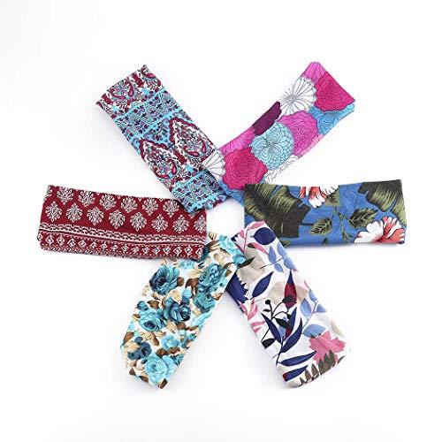 Bohend Bohend Boho Headband Wide Flower Boho Bandeau Headwear Travel Stretchy Cotton Elastic Yoga Athletic Hair Accessories for Women and Girls (A)