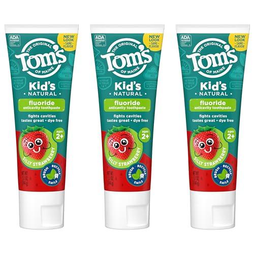 Tom's of Maine Tom's of Maine ADA Approved Fluoride Children's Toothpaste, Natural Toothpaste, Dye Free, No Artificial Preservatives, Silly Strawberry, 5.1 oz. 3-Pack (Packaging May Vary)