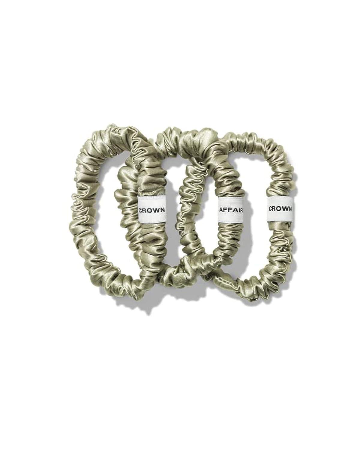 CROWN AFFAIR CROWN AFFAIR - The Scrunchie No. 001 - A 3-Pack of Small, 100% Silk Scrunchies for Everyday Protection—and Fun