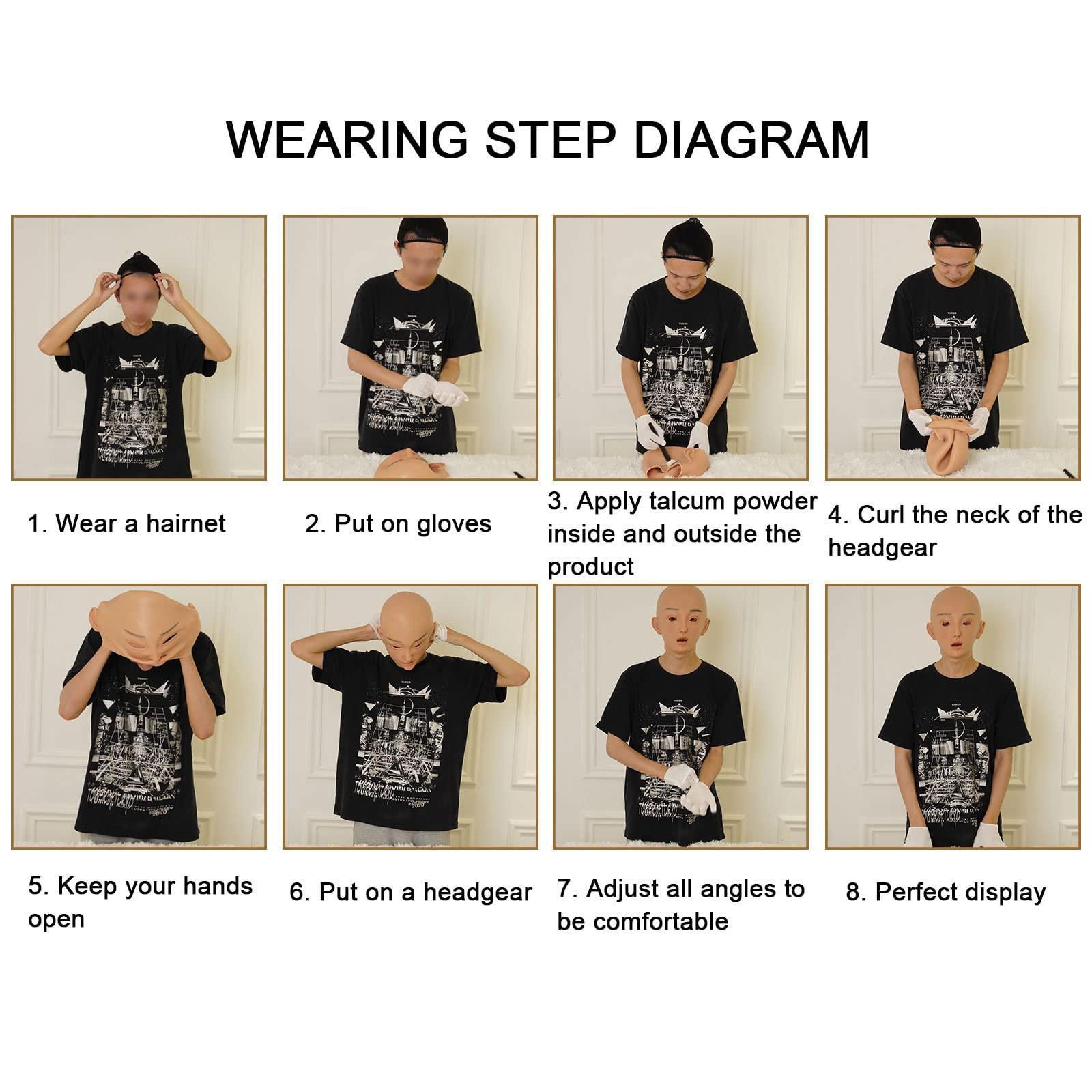 ZWSMS ZWSMS Crossdresser Silicone Mask Realistic Female Hand-Made Face Soft Head Mask for Halloween Parties Transgender,Ivory,Makeup