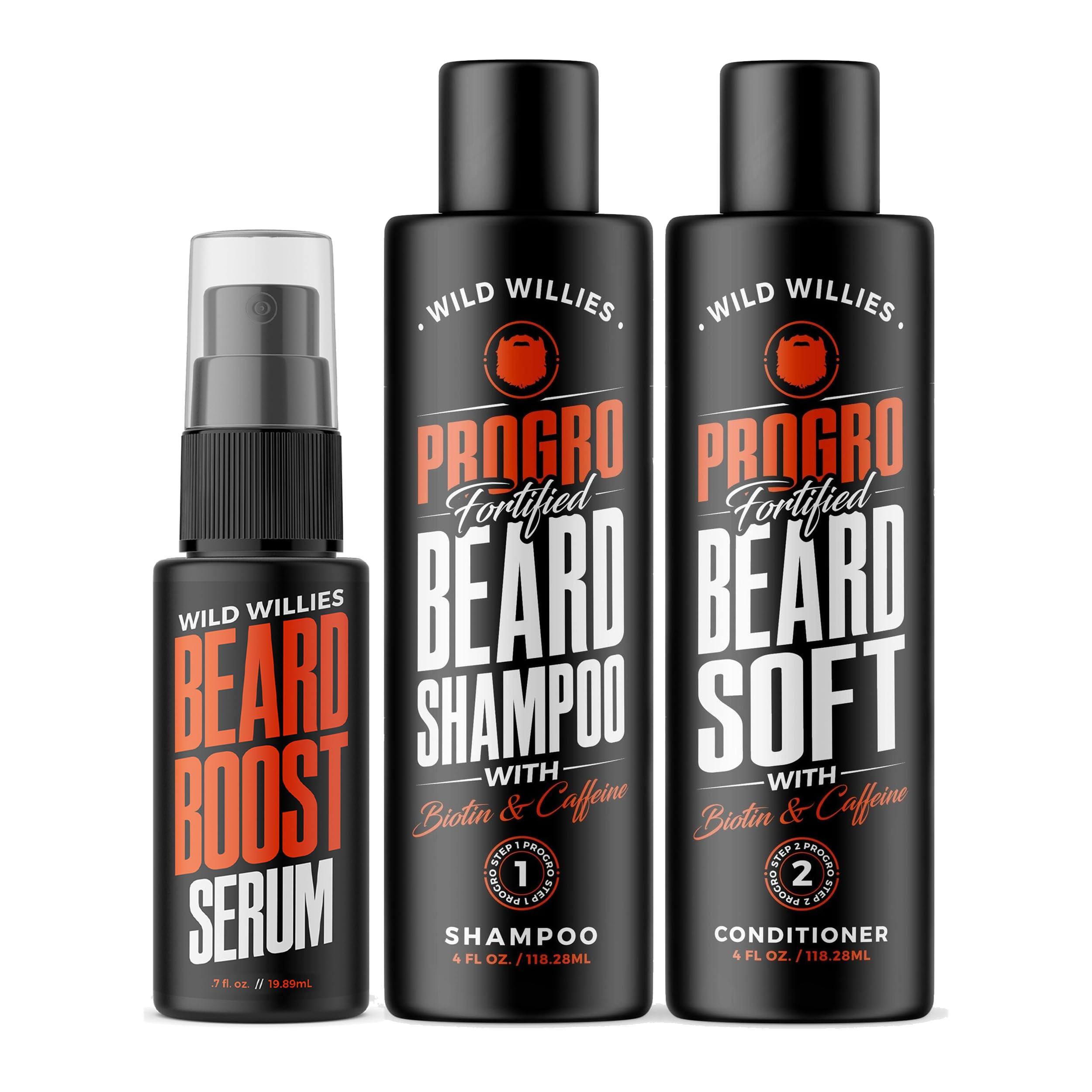 Wild Willies Wild Willies Beard Care Kit, Biotin Fortified Shampoo and Conditioner with Caffeine, Two 4-Oz Bottles, Promotes Healthy Beard Growth