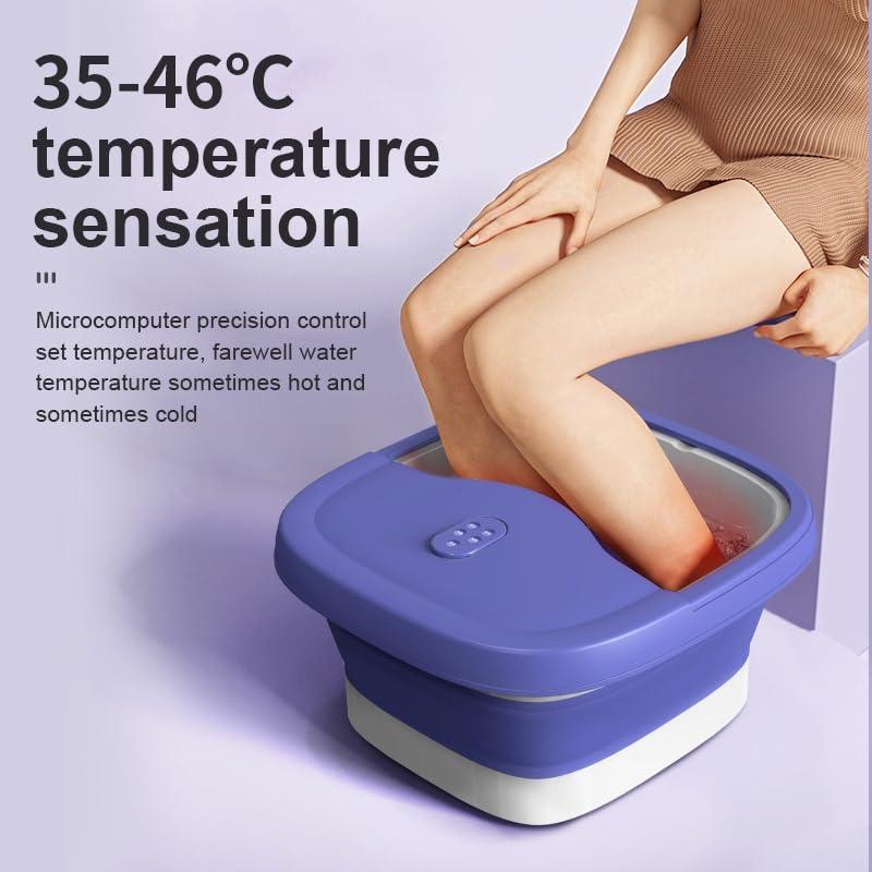 ele ELEOPTION ele ELEOPTION Collapsible Pedicure Foot Spa Electric Foot Bath Spa with Heat and Massage, Bubble, Foot Massager Spa for Feet Stress Relief Soaker Home Basin Purple