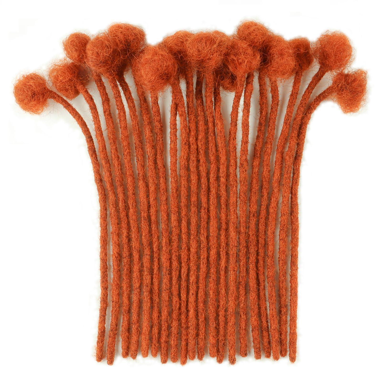 WacanDan WacanDan #350 Ginger 0.4cm Thickness Human Hair Dreadlock Extensions 8 Inch 20 Strands Full Handmade Permanent Loc Extensions Human Hair