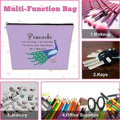 Mxrymvu 3Pcs Inspirational Peacock Cosmetic Bag Peacock Theme Gifts for Peacock Lovers Makeup Bag Animal Gift Peacock Lover Gift Animal Lover Gift Birthday Christmas Gift for Friend Sister Travel Makeup Pouch