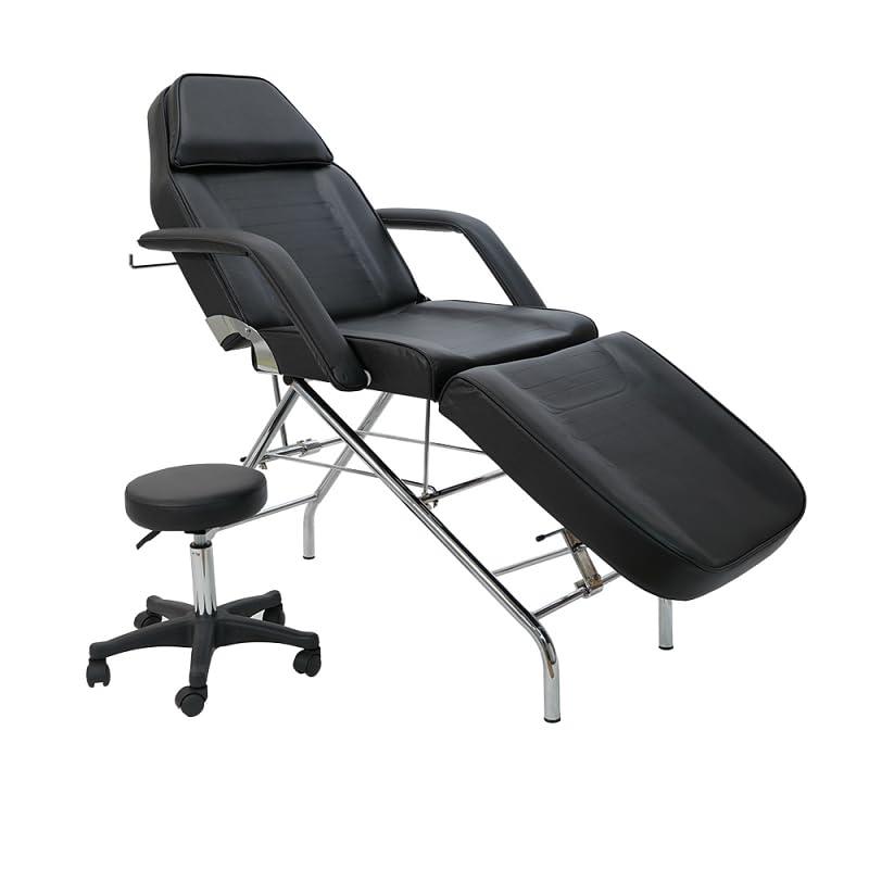 SKINACT SKINACT Basic Facial Chair with Free Stool, Facial Bed, Massage Table (Black)