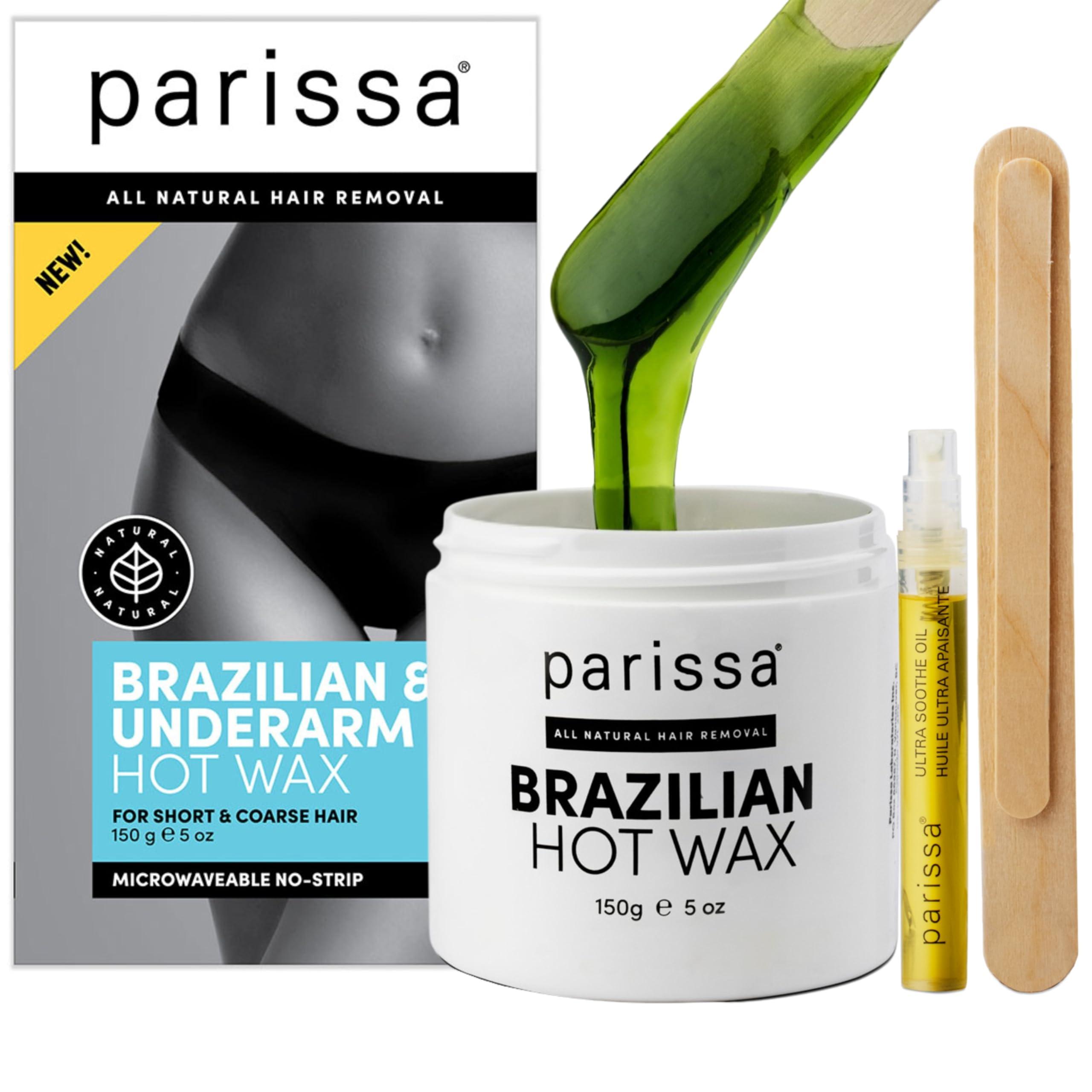 Parissa Parissa Brazilian Hot Wax Kit No-Strips needed and Microwavable for At-Home Hair Removal on Brazilian, Bikini or Underarm