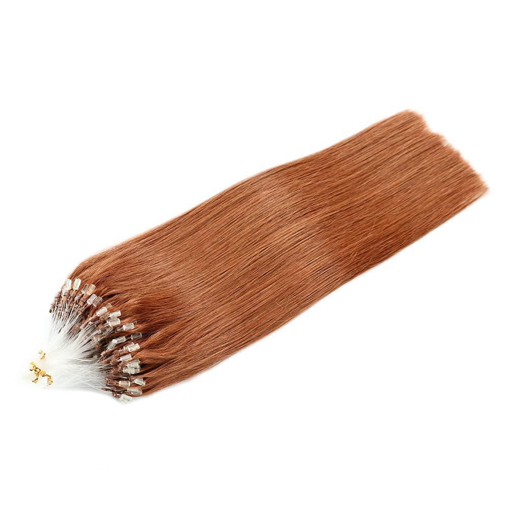 FUIBEJAE Micro Loop Human Hair Extensions,Micro Links Hair Extension,Straight Micro Loop Human Hair Fusion Hair Extensions Human Hair 50g 50s,24inch