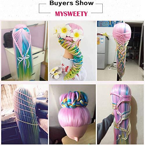 MYSWEETY MYSWEETY 29 Inch Colorful Hair Mannequin Head Hairdressing Practice Training Doll Heads Cosmetology Hair Styling Mannequins Heads with Clamp + Practice Tools(PINK)