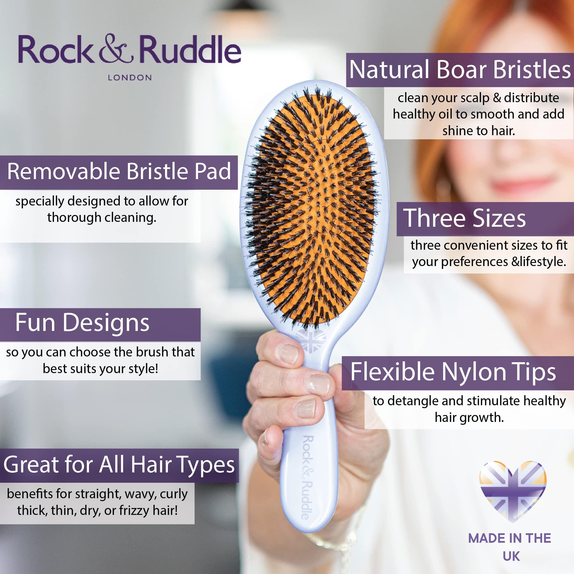 Rock & Ruddle Rock & Ruddle Natural Mixed Boar Bristle Hair Brush for Women and Kids (Small 6.9") - Perfect for Wet or Dry Hair, Detangling Smoothing Blowdrying - Designed & Made in UK - Ladybirds