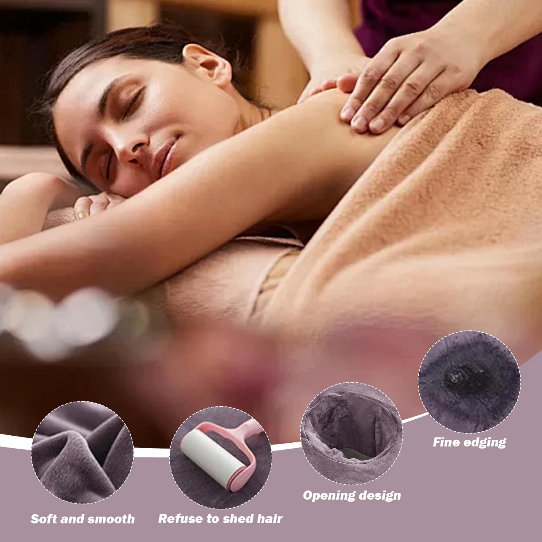 CUCUFA Massage Bed Cover with Face Hole, 32x75 Inch Absorbent Massage Table Cover, Soft Microfiber Massage Couch Cover, Reusable Beauty Bed Cover, Grey, Massage Table Cover with Face Hole